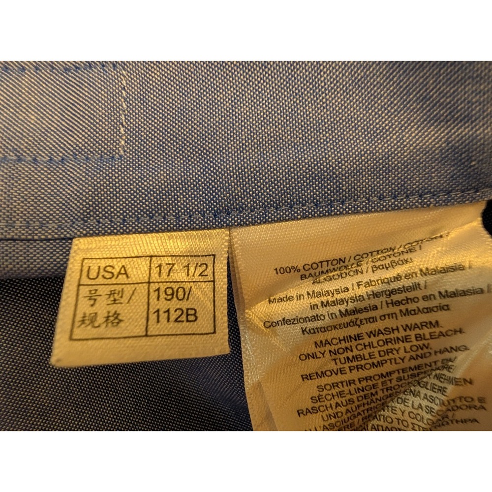 Brooks Brothers Traditional Fit Non-Iron Dress Shirt Blue Men's 17 1/2 35 Cotton - Picture 7 of 7